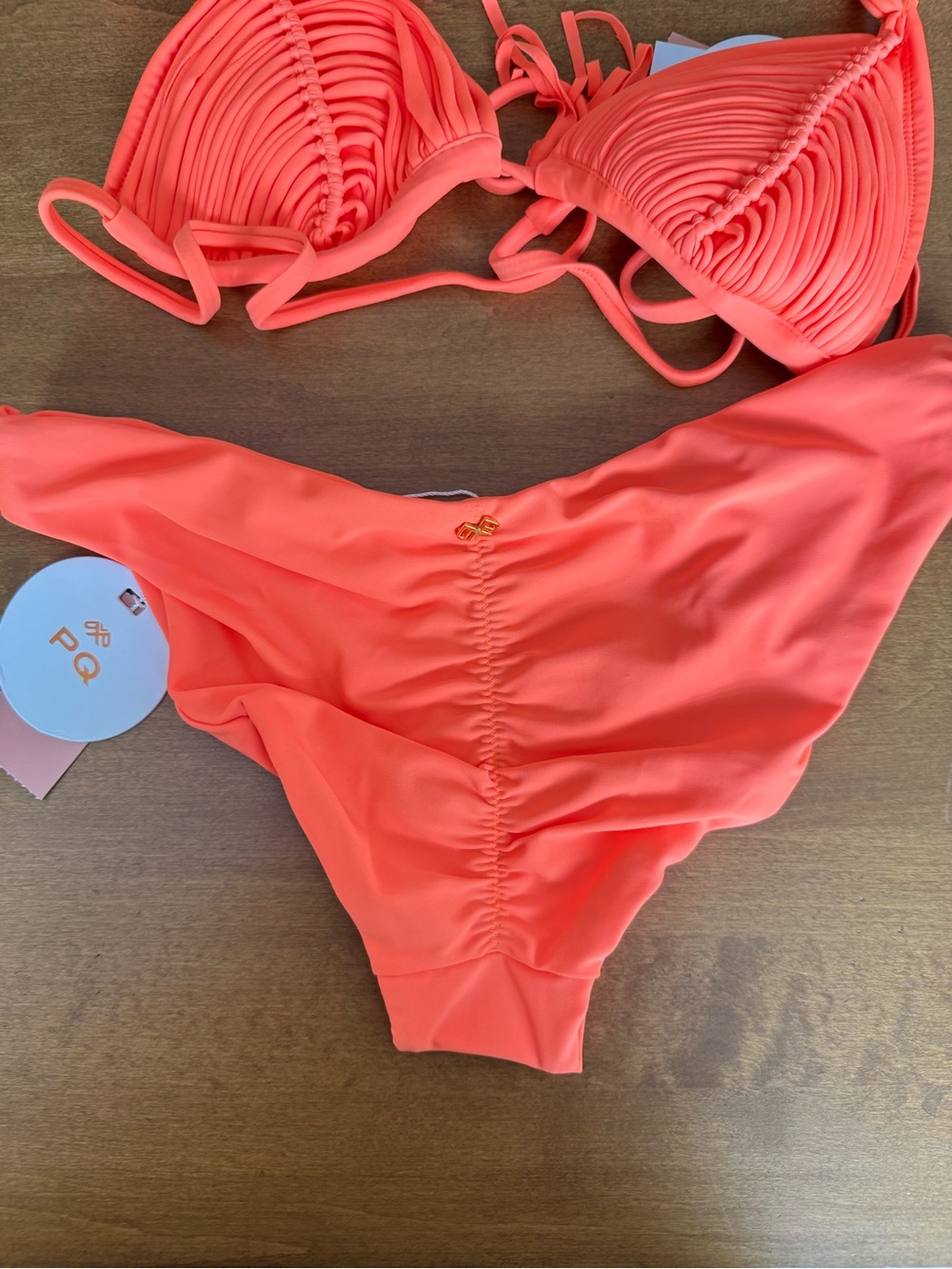 PQ Swim Coral Macramé Triangle Bikini Set - Picture 5 of 6